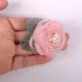Χειροποίητο ροζ λουλούδι οργάντζας DIY αξεσουάρ για καρφίτσα, τσιμπιδάκι και χειροτεχνίες. - 01 Ροζ