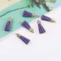 Purple suede tassels with gold caps, 30mm DIY jewelry accessories and clothing pendants. - 20-Piece Set / 04