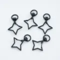 Set of 5 black star-shaped metal swivel lobster clasps for DIY keychain crafts - 1 Piece / Black