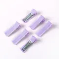 Vue détaillée de barrettes à cheveux en ruban gros-grain violet pour accessoires DIY - Pince Bec de Canard Carrée Semi-Enveloppée / Mauve Clair