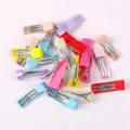 Ensemble de barrettes à cheveux colorées en ruban pour accessoires de coiffure DIY - Pince Bec de Canard Carrée Semi-Enveloppée / Multicolore