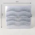 Vista dettagliata del foglio di strass DMC termoadesivi a onde con dimensioni precise incluse - White AB (024)