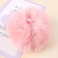 Pink faux fur pom pom detail, fluffy plush ball charm for DIY jewelry and crafts accessory. - 07# Korean Pink