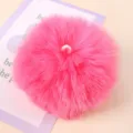 Faux fur pom pom fluffy ball for DIY keychain bag charm handmade crafts pink fluffy ball accessory - 08# Plum Red