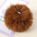 Brown faux fur pom pom DIY accessory fluffy ball with elastic loop for crafts - 11# Coffee Brown