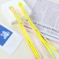 Detail of handmade bicolor nylon braided rope charm in neon yellow and pink. - 1 Piece / 06# Light Yellow + Light Pink