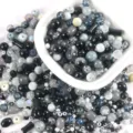 20g mixed glass beads in grey blue and black tones for bohemian DIY jewelry making - 20.00g / 01