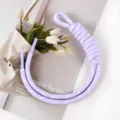 Handmade woven purple cord bag charm and phone strap DIY accessory - Light Purple and White