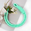 Handmade mint green braided rope lanyard accessory for bags and mobile phones with loop design - Fluorescent Lake Green and White