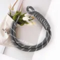 Grey hand-woven braided cord bag charm with white dash pattern for DIY - Grey and White