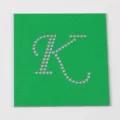 Modello di strass verde fai-da-te foglio di trasferimento termico con lettera K. - Lettera K