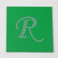 Modello termoadesivo strass fai da te quadrato verde con intaglio lettera R utensile - Lettera R