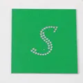 Modello hotfix per strass quadrato verde con lettera S per progetti artigianali fai da te. - Taglia S