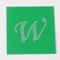 Modello di trasferimento termico di strass fai da te verde con design lettera W per artigianato. - Lettera W
