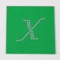 Modello per strass termoadesivo DIY lettera X verde quadrato strumento artigianale - Lettera X