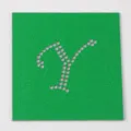 Modello Strass Hotfix DIY Lettera Y Verde Quadrato Modello di Trasferimento Termico - Lettera Y
