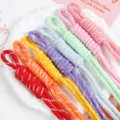 Set of vibrant colorful woven nylon lanyard keychain pendants in various colors. - Colorful Braided Rope Charm / 10 Pieces Set (Random Mix)