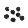 Black 17mm faux mink fur pom-pom charms with gold loops for DIY jewelry making - 10 Pieces/Pack / Black(02)
