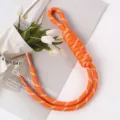 Vibrant orange and white braided nylon rope charm for bags and phones with loop knot - 19# Orange and White