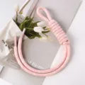 Premium pink braided nylon lanyard accessory for bags or phones with loop design - 28# Grayish Pink with White