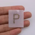 Letter P rhinestone hot fix patch DIY crystal iron on clothes accessories sparkle decal. - Letter P / White