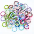Anillos de resorte metálicos coloridos, mosquetones redondos abiertos para joyería y llaveros. - Blanco AB