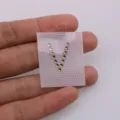 DIY alphabet rhinestone hot fix patch, golden letter V crystal sticker for clothing accessories. - Letter V / White