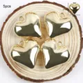 Pendentifs cœur plaqué or 5 pcs, breloques de bijoux DIY avec taille 27mm pour collier. - Style Cœur 2 27mm / 5 Pièces / Or