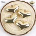 Pendentifs cœur dorés pour la fabrication de bijoux DIY, colliers et bracelets 10pcs - Cœur Plat / 10 Pièces/Paquet / Or