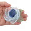 Blue organza rose fabric flower DIY craft accessory for clothing headwear decoration. - 07 Sky Blue
