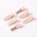 Lot de 6 barrettes à cheveux carrées en ruban pêche pour accessoires de coiffure DIY - Pince Bec de Canard Carrée Semi-Enveloppée / Rose Abricot