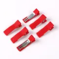 Lot de six pinces crocodile rouges en ruban pour accessoires de cheveux à faire soi-même - Pince Bec de Canard Carrée Semi-Enveloppée / Rouge