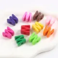 Macro view of assorted colorful acrylic letter M beads with large holes for DIY crafts - Letter W / 5 Pieces