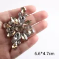 Champagnerfarbener und klarer Strass-Aufbügler für DIY-Kleidung, 6.6x4.7cm - Style 21 (Gold)
