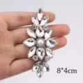 White rhinestone applique crystal DIY clothing patch 8x4cm shiny diamond flower craft accessory - White 11