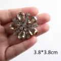 Champagnerfarbener Blumen-Glas-Strassaufnäher 3,8x3,8cm für DIY-Kleidung und Deko - Style 13 (Gold)
