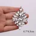 White rhinestone jewelry appliqué hotfix DIY crystal flower patch for clothing and shoes acc - White 20