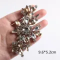 Champagner und klarer Glas-Strass-Blumen-Applikationspatch für DIY-Kleidung, 9.6x5.2cm - Style 26 (Gold)