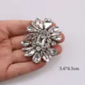 White rhinestone flower applique hot fix crystal DIY clothing shoe accessories 5.6x4.5cm - 38# White