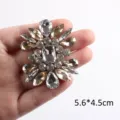 Blumen-Aufnäher aus Glas-Strasssteinen in Champagner für DIY-Kleidung, 5.6x4.5cm - Style 38 (Gold)