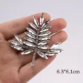 White rhinestone leaf applique hot fix DIY clothing shoe accessories 6.3x6.1cm patch trim 1pc - 32 White