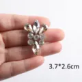 Funkelnder Glas-Strass-Aufbügler für DIY-Kleidung, Größe 3,7x2,6cm, klar und champagner - Style 37 (Gold)