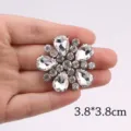 White rhinestone flower applique hot fix patch DIY clothing and shoe accessory 3.8cm - 13 White