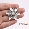 White rhinestone flower applique 3.7cm hot fix patch for DIY clothing shoes accessories - White 7