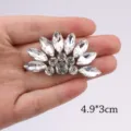 White rhinestone applique crystal DIY flower patches garment shoe decorative accessories 4.9x3cm - 12 White