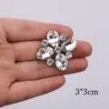 White Crystal Rhinestone Flower Applique 3x3cm DIY Patch For Shoes And Garment Decor - White