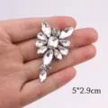 White rhinestone crystal applique patch for DIY clothing and shoe accessories 5x2.9cm - White 14