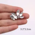 White rhinestone crystal flower applique for DIY clothing and shoe accessories 3.2x2.2cm - 28A White