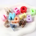 Colorful marbled acrylic letter beads with large holes for DIY jewelry making - 大理石纹混字母 / 5 Pieces