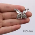 White rhinestone butterfly patch hot melt glue diy clothing shoes accessories 2.3x3.5cm - White